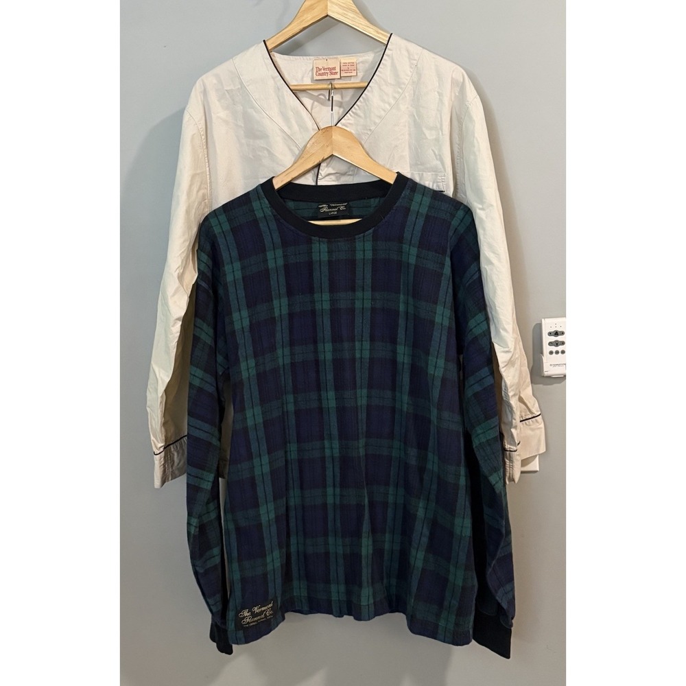 Vermont Country Store Shirts Cotton Flannel Pajama Lot Of‎ 2 USA Flannel Large